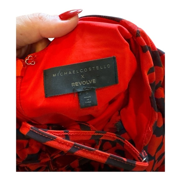 NWOT Michael Costello x REVOLVE Afton Mini Dress in Red & Black Leopard Sz S - Picture 5 of 6